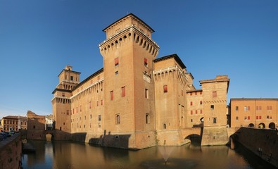 Fototapeta na wymiar Castello Estense castle in Ferrara in Italy