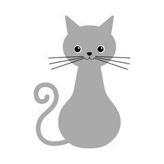 Cat icon in monochrome style isolated on white background. Cat symbol stock vector illustration.