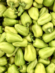 Fresh green bell pepper. Fresh green bell pepper flatlay. fresh green bell pepper background