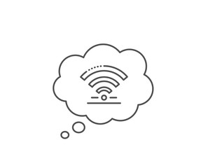 Wifi line icon. Chat bubble design. Wireless internet sign. Hotel service symbol. Outline concept. Thin line wifi icon. Vector