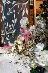 Wedding decorations. Beautifully decorated table for wedding event