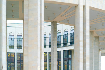 marble building columns architectural detail. with windows