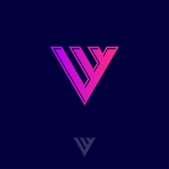 V monogram. V logo consist of three strips. Linear letter on a dark backgrounds. The minimalist style. Abstract symbol.