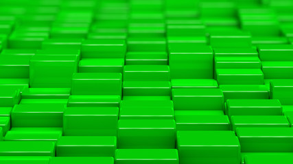 Fototapeta premium Grid of green cubes. Medium shot. 3D computer generated background image.