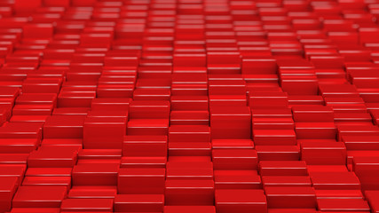 Fototapeta premium Grid of red cubes. Wide shot. 3D computer generated background image.