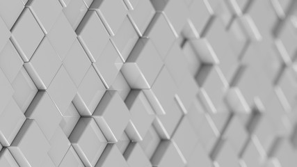 Grid of white cubes. Medium shot. 3D computer generated background image.