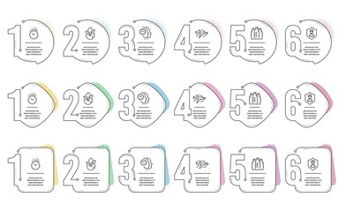 Security agency, Water bottles and Time management line icons set. Infographic timeline. Time, Organic product and Airplane signs. People protection, Aqua drinks, Teamwork clock. Clock. Vector