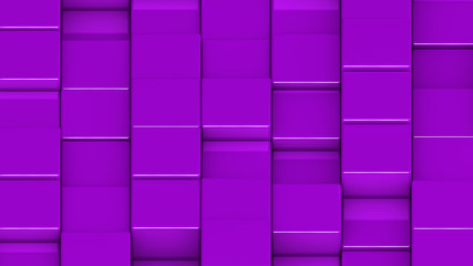 Grid of purple cubes. Medium shot. 3D computer generated background image.