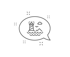 Obraz premium Lighthouse line icon. Chat bubble design. Beacon tower sign. Searchlight building symbol. Outline concept. Thin line lighthouse icon. Vector