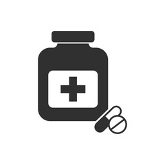 Medicine bottle icon isolated on white background. Vector illustration.