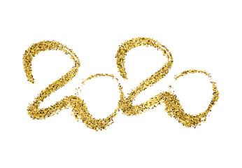 2020 gold glitter lettering and hand drawn numbers