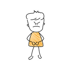 Character with angry emoji
