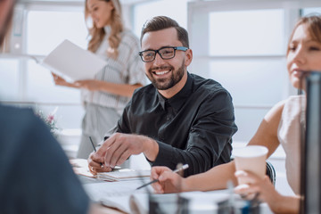 businessman at a meeting with his business team