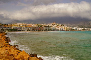ALTEA, SPAIN - SEPTEMBER 12, 2019: Beautiful views of Altea with old town and incredible nature 