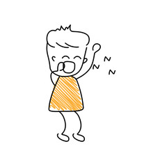 Character with yawning emoji