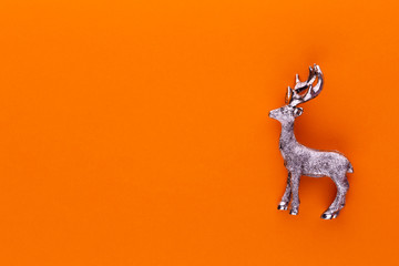 Christmas reindeer on pastel color background. Christmas or New Year minimal concept.