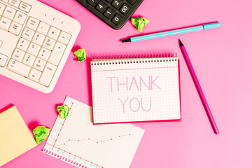 Handwriting text writing Thank You. Conceptual photo polite expression used when acknowledging gift...