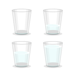Realistic Detailed 3d Glass of Water Set. Vector