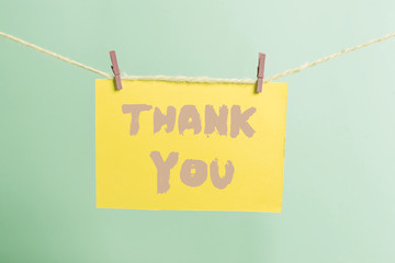 Conceptual hand writing showing Thank You. Concept meaning polite expression used when...