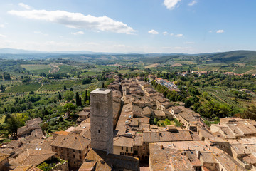 Obraz premium Aerial view of the historic center of San Gimignano