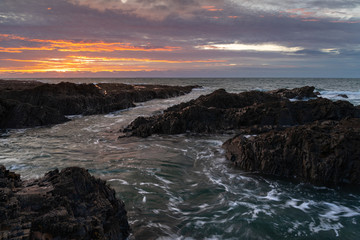 Westward Ho seascape at sunset in north devon