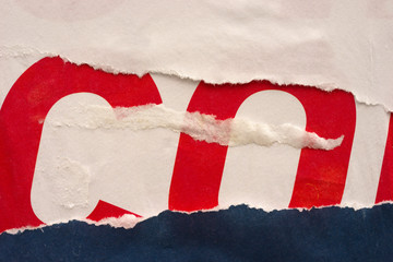 Old ripped torn posters grunge texture background creased crumpled paper backdrop placard surface /...