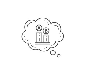 Ab testing line icon. Chat bubble design. Ui test chart sign. Outline concept. Thin line ab testing icon. Vector