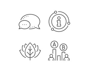 Ab testing line icon. Chat bubble, info sign elements. Ui test chart sign. Linear ab testing outline icon. Information bubble. Vector