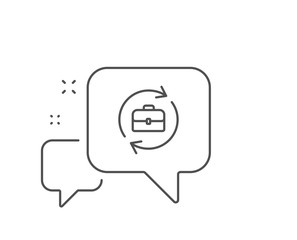 Fototapeta premium Business recruitment line icon. Chat bubble design. Portfolio case or Job Interview sign. Outline concept. Thin line human resources icon. Vector