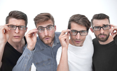 company of men of four wearing glasses