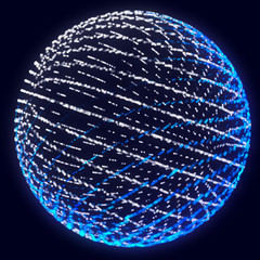 Futuristic sphere of multiple points. Abstract wormhole. Illustration in space style. 3D rendering.