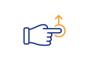 Slide arrow sign. Drag drop gesture line icon. Swipe action symbol. Colorful outline concept. Blue and orange thin line drag drop icon. Vector