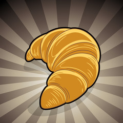 Croissant Illustratıon on a Brown Striped Background