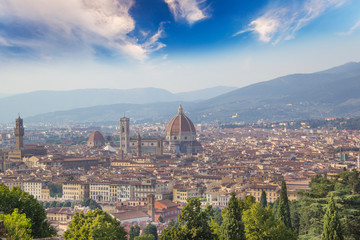 Obraz premium Beautiful view of Santa Maria del Fiore and Giotto's Belltower in Florence, Italy