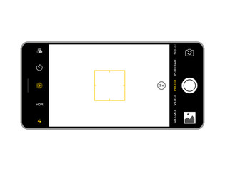 Camera screen phone mobile interface app. Smartphone photo viewfinder ui template design