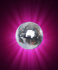 Shining Disco Ball on pink background light