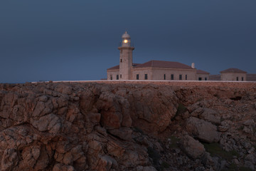 Punta Nati lighthouse area at west coast from Menorca Island, Spain.