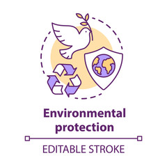 Environmental protection concept icon. Nature care idea thin line illustration. Earth day. Keeping natural resources and wild life untouchable. Vector isolated outline drawing. Editable stroke