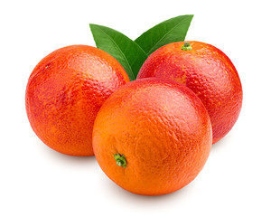 red blood orange slice, isolated on white background, clipping path, full depth of field