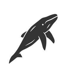 Whale glyph icon. Marine mammal. Underwater world inhabitant. Ocean predator. Aquatic animal, wildlife nature. Zoology and oceanography. Silhouette symbol. Negative space. Vector isolated illustration