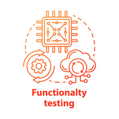Functionality testing concept icon. Black-box testing idea thin line illustration. Setting up system for working with network services. Vector isolated outline drawing
