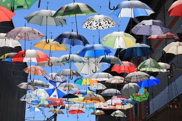 colorful umbrellas on the street