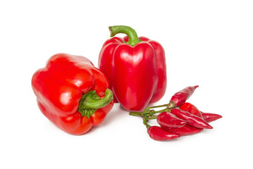 Red bell pepper and hot chili pepper