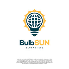 World Energy Bulb logo concept vector, Bulb Sun World Globe logo template symbol