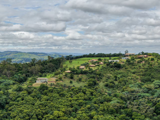 Aerial view tropical mountain Monte Alegre do Sul, Brazil