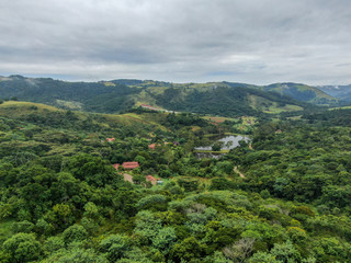 Fototapeta na wymiar Aerial view tropical mountain Monte Alegre do Sul, Brazil
