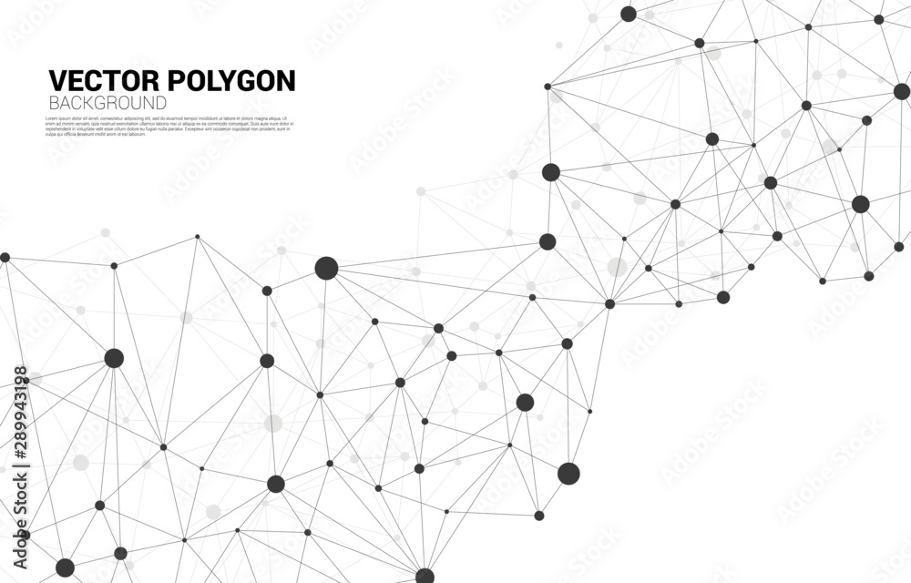 Poster Network Connecting dot polygon background. Concept of Network Business, technology, Data and chemical. Dot connect line abstract background represent futuristic network and data transformation