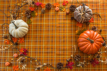Fall Orange Plaid Background