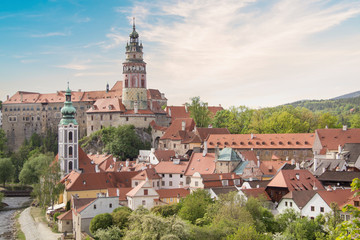 Naklejka na ściany i meble Nice view of the historic center of Cesky Krumlov, Czech Republic