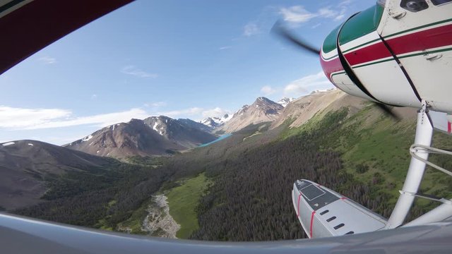 Float Plane Coming In For Landing On A Lake